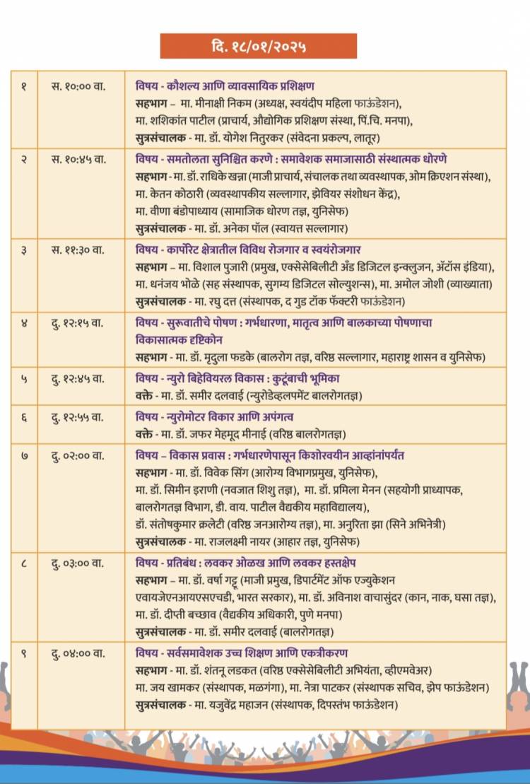 दिव्यांगासाठी पर्पल जल्लोष कार्यक्रमात भरगच्च कार्यक्रमांची मांदियाळी मोठा 